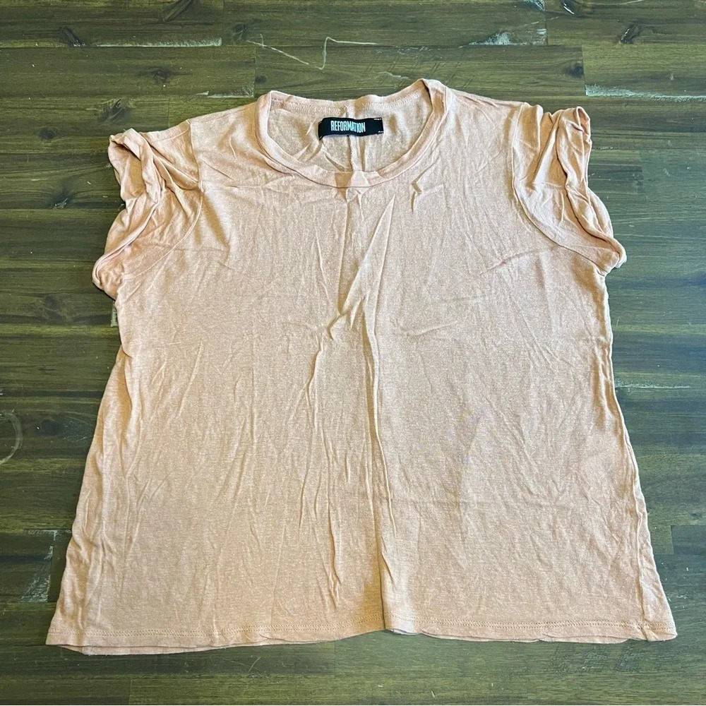 Reformation Burt Orange Top tee T-Shirt Short Sleeve Boxy